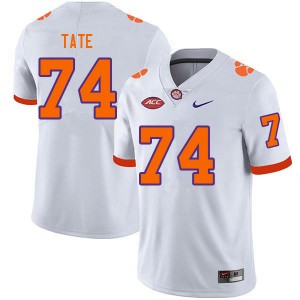 Men Marcus Tate White Clemson Tigers #74 University College Football Jersey 779463-846