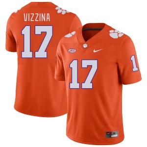 Mens Christopher Vizzina Orange Clemson Tigers #17 Alumni College Football Jersey 197981-238