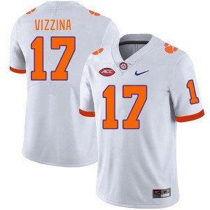 Mens Christopher Vizzina White Clemson Tigers #17 Alumni College Football Jersey 848534-304