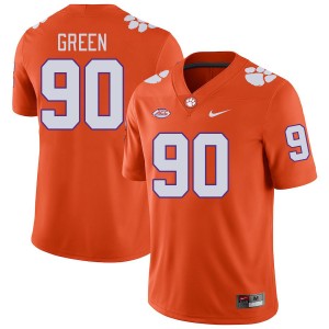 Men's Stephiylan Green Orange Clemson Tigers #90 Embroidery College Football Jersey 109765-307