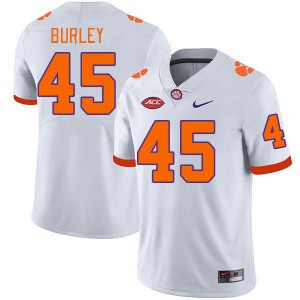 Mens Vic Burley White Clemson Tigers #45 NCAA College Football Jersey 906875-638