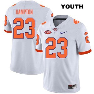 Youth Ashton Hampton White Clemson Tigers #23 Stitched College Football Jersey 136481-390