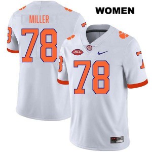 Womens Blake Miller White Clemson Tigers #78 Stitched College Football Jersey 104022-850
