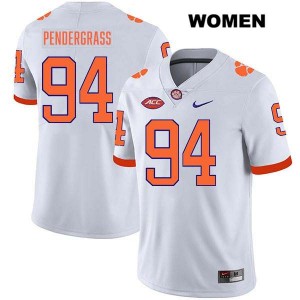 Women Chapman Pendergrass White Clemson Tigers #94 Stitched College Football Jersey 526791-404