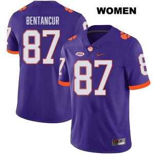 Womens Christian Bentancur Purple Clemson Tigers #87 Stitched College Football Jersey 169546-514