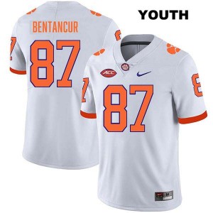 Youth Christian Bentancur White Clemson Tigers #87 Stitched College Football Jersey 843929-810