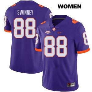 Women Clay Swinney Purple Clemson Tigers #88 Stitched College Football Jersey 734882-225