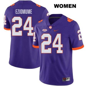 Women David Eziomume Purple Clemson Tigers #24 Stitched College Football Jersey 666656-831
