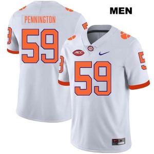 Mens Dietrick Pennington White Clemson Tigers #59 Stitched College Football Jersey 805032-605