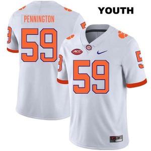 Youth Dietrick Pennington White Clemson Tigers #59 Stitched College Football Jersey 577560-765
