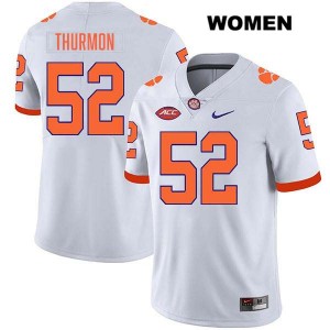 Women Elyjah Thurmon White Clemson Tigers #52 Stitched College Football Jersey 397597-924