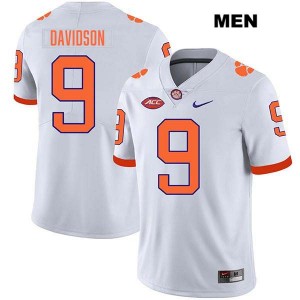 Mens Gideon Davidson White Clemson Tigers #9 Stitched College Football Jersey 980016-204