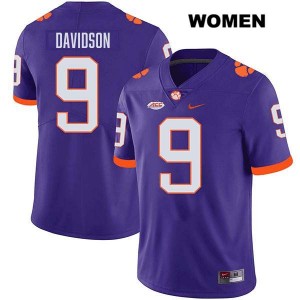 Women's Gideon Davidson Purple Clemson Tigers #9 Stitched College Football Jersey 623175-293
