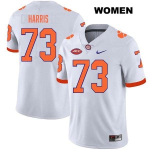 Women Harris Sewell White Clemson Tigers #73 Stitched College Football Jersey 394827-560