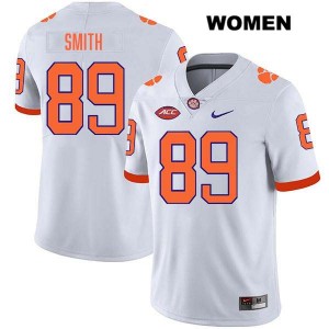 Women Jack Smith White Clemson Tigers #89 Stitched College Football Jersey 292474-182