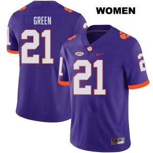 Women Jarvis Green Purple Clemson Tigers #21 Stitched College Football Jersey 416702-675