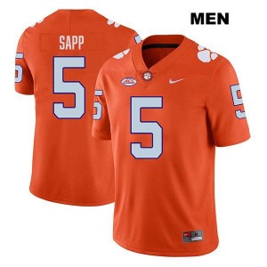 Mens Josh Sapp Orange Clemson Tigers #5 Stitched College Football Jersey 732668-443