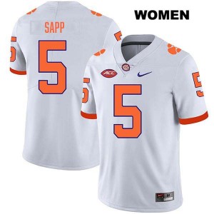 Women Josh Sapp White Clemson Tigers #5 Stitched College Football Jersey 821969-375