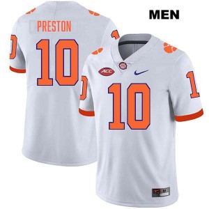 Men's Juju Preston White Clemson Tigers #10 Stitched College Football Jersey 354183-395