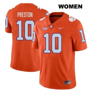 Women's Juju Preston Orange Clemson Tigers #10 Stitched College Football Jersey 720990-251