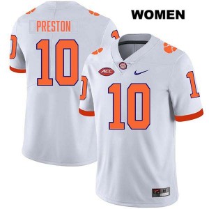Women's Juju Preston White Clemson Tigers #10 Stitched College Football Jersey 501195-209