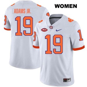 Women's Keith Adams Jr. White Clemson Tigers #19 Stitched College Football Jersey 344096-873