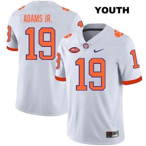 Youth Keith Adams Jr. White Clemson Tigers #19 Stitched College Football Jersey 609526-626