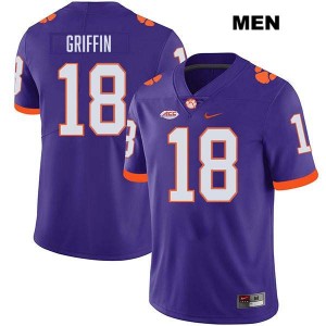 Mens Kylon Griffin Purple Clemson Tigers #18 Stitched College Football Jersey 915911-354