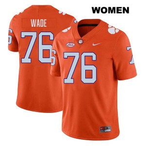Women's Mason Wade Orange Clemson Tigers #76 Stitched College Football Jersey 389083-756