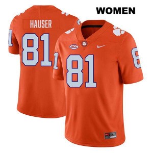 Womens Nolan Hauser Orange Clemson Tigers #81 Stitched College Football Jersey 652277-181