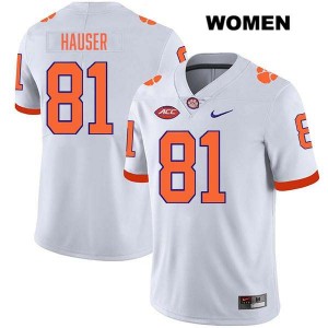 Women Nolan Hauser White Clemson Tigers #81 Stitched College Football Jersey 920188-835