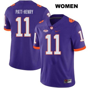 Womens Olsen Patt-Henry Purple Clemson Tigers #11 Stitched College Football Jersey 617956-582