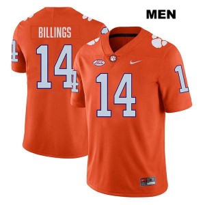 Men Rob Billings Orange Clemson Tigers #14 Stitched College Football Jersey 179349-126