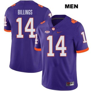 Men Rob Billings Purple Clemson Tigers #14 Stitched College Football Jersey 270040-936