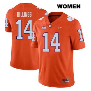 Women's Rob Billings Orange Clemson Tigers #14 Stitched College Football Jersey 218462-157