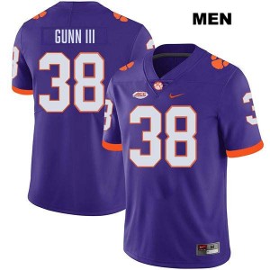 Mens Robert Gunn III Purple Clemson Tigers #38 Stitched College Football Jersey 391277-612