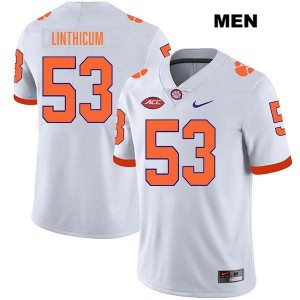 Men Ryan Linthicum White Clemson Tigers #53 Stitched College Football Jersey 514045-691