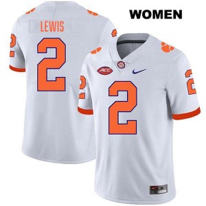 Women Shelton Lewis White Clemson Tigers #2 Stitched College Football Jersey 731483-578