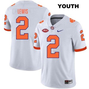 Youth Shelton Lewis White Clemson Tigers #2 Stitched College Football Jersey 970251-995