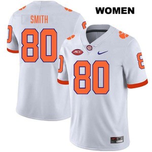 Women Tristan Smith White Clemson Tigers #80 Stitched College Football Jersey 111052-586