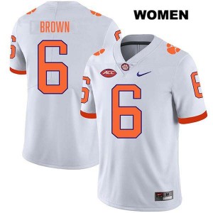 Womens Tyler Brown White Clemson Tigers #6 Stitched College Football Jersey 953732-788
