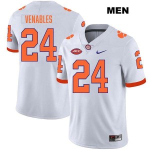 Mens Tyler Venables White Clemson Tigers #24 Stitched College Football Jersey 319891-762