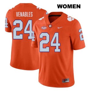 Women's Tyler Venables Orange Clemson Tigers #24 Stitched College Football Jersey 990480-662