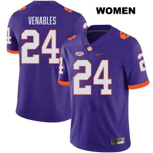 Women Tyler Venables Purple Clemson Tigers #24 Stitched College Football Jersey 124229-587