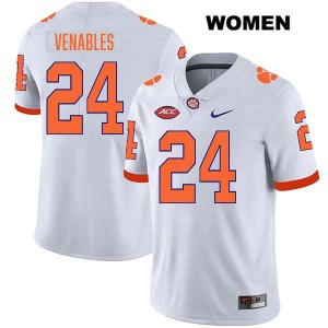 Women's Tyler Venables White Clemson Tigers #24 Stitched College Football Jersey 551535-371
