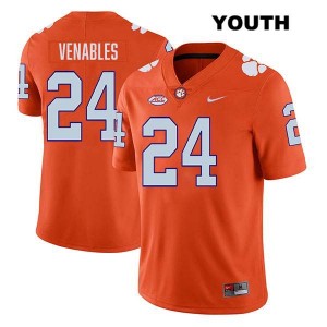 Youth Tyler Venables Orange Clemson Tigers #24 Stitched College Football Jersey 633486-934