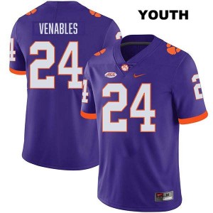 Youth Tyler Venables Purple Clemson Tigers #24 Stitched College Football Jersey 434455-896
