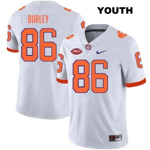 Youth Vic Burley White Clemson Tigers #86 Stitched College Football Jersey 764926-606