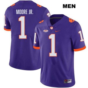Men's T.J. Moore Purple Clemson Tigers #1 Stitched College Football Jersey 191471-917
