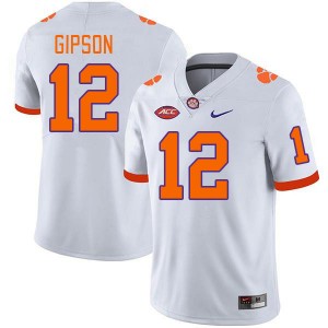 Men Corian Gipson White Clemson Tigers #12 High School College Football Jersey 343053-441